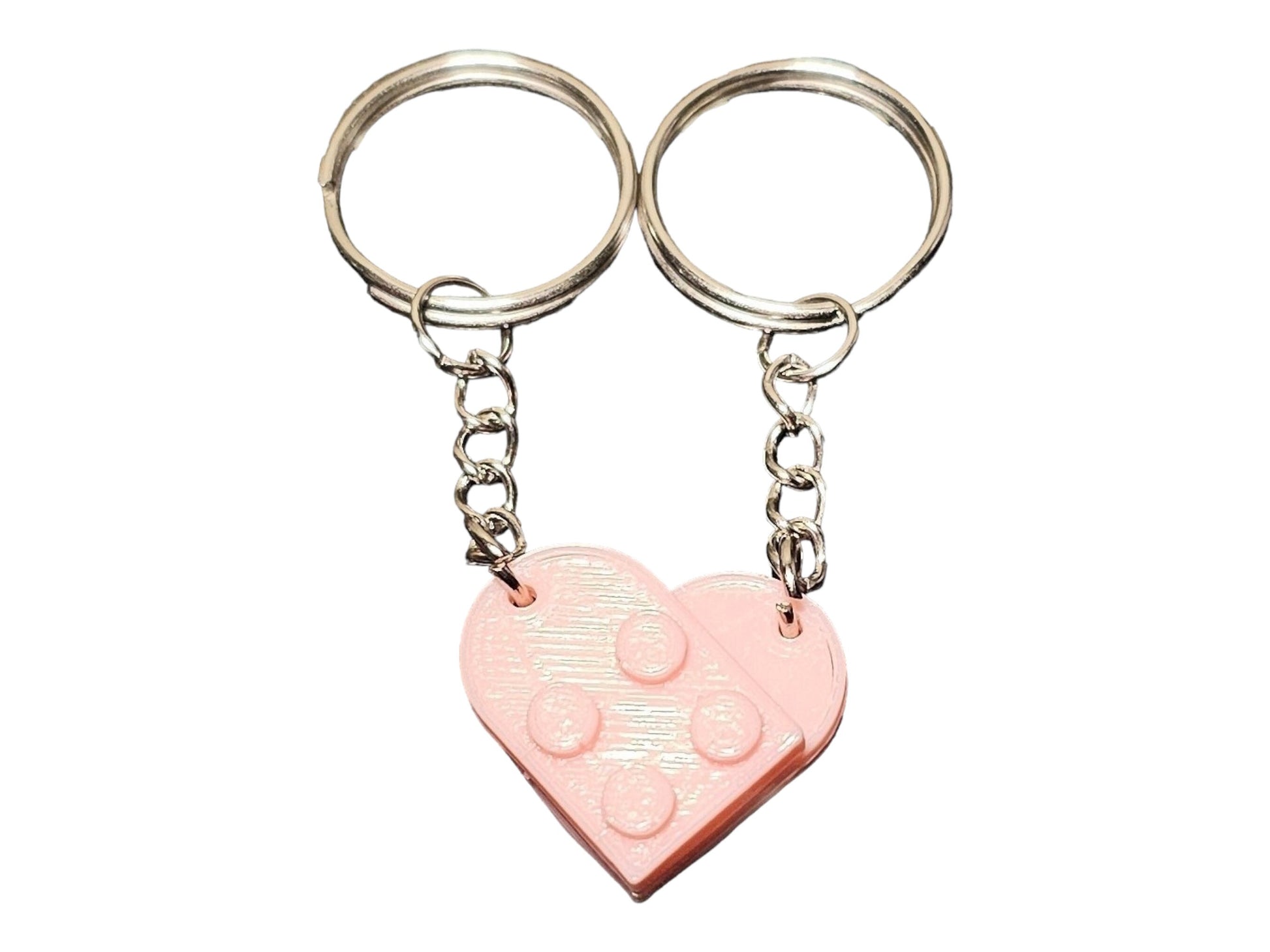 Heart Shaped Keychain Set | 3D Printed heart keychain | Valentines Day Gift | His and Hers Gifts | Custom Keychain | Lego Style Keychain set