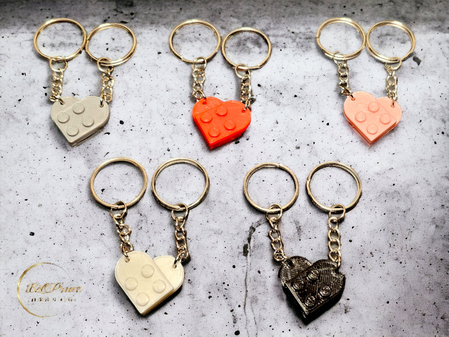 Heart Shaped Keychain Set | 3D Printed heart keychain | Valentines Day Gift | His and Hers Gifts | Custom Keychain | Lego Style Keychain set