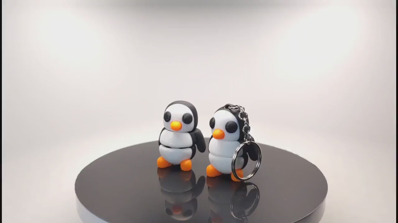 Adorable 3D Printed Animals - Flexi Penguin Keychain - Perfect Gift for Animal Lovers!
