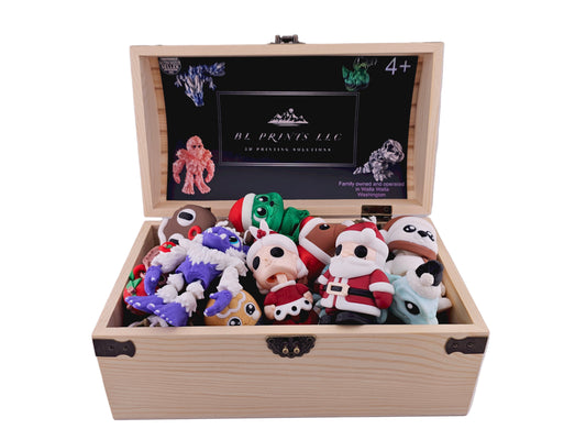 Retail Counter Top Display box with a assortment of 30 random 3D Printed Creatures